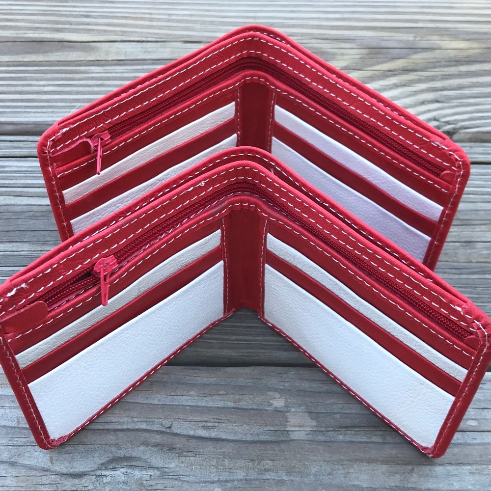 Christmas Wallet Lot of 2 Men Card Holder Red/Whit - Picture 2 of 8